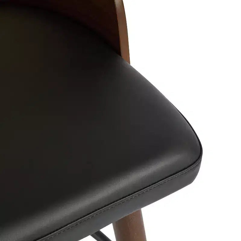 Sgabello da bar in rattan e similpelle beige/nero, set da 2