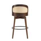 Sgabello da bar in rattan e similpelle beige/nero, set da 2