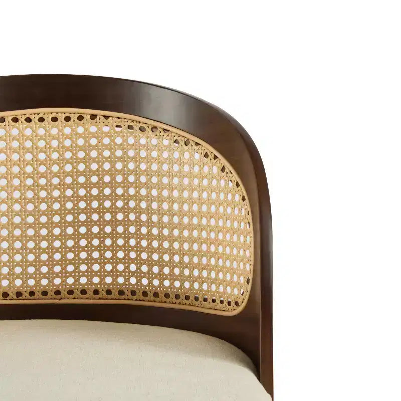 Sgabello da bar in rattan e similpelle beige/nero, set da 2