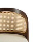 Sgabello da bar in rattan e similpelle beige/nero, set da 2