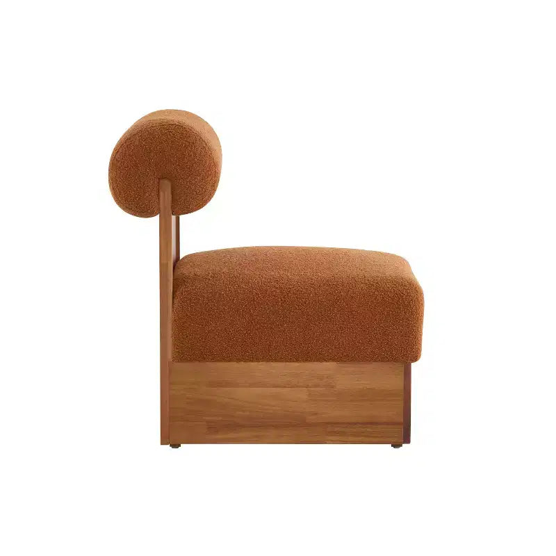 Poltrona lounge in bouclé beige/marrone con struttura in legno, 2 posti