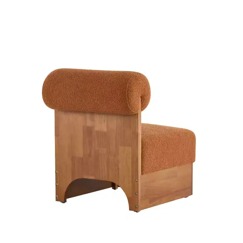 Poltrona lounge in bouclé beige/marrone con struttura in legno, 2 posti