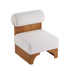 Poltrona lounge in bouclé beige/marrone con struttura in legno, 2 posti