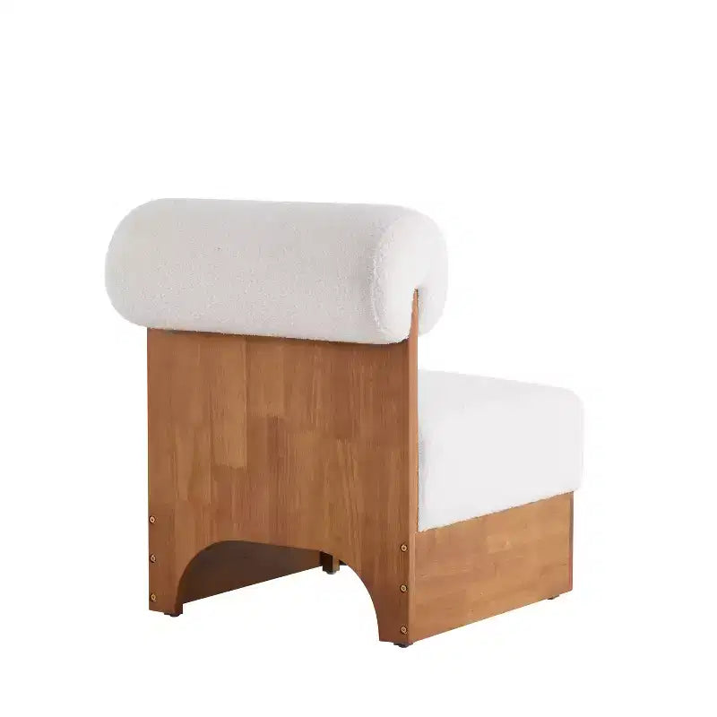 Poltrona lounge in bouclé beige/marrone con struttura in legno, 2 posti