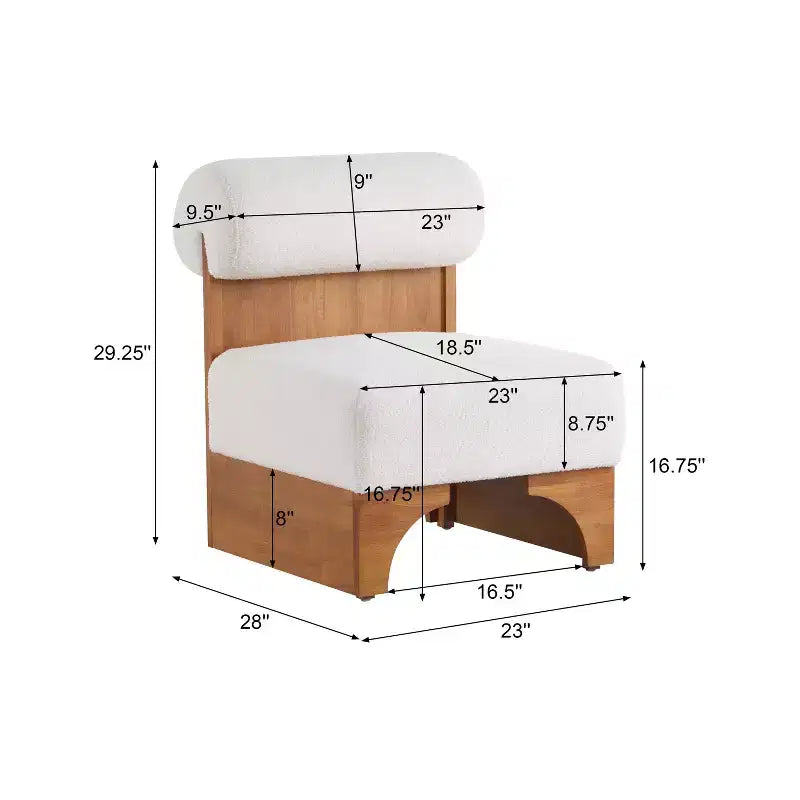 Poltrona lounge in bouclé beige/marrone con struttura in legno, 2 posti
