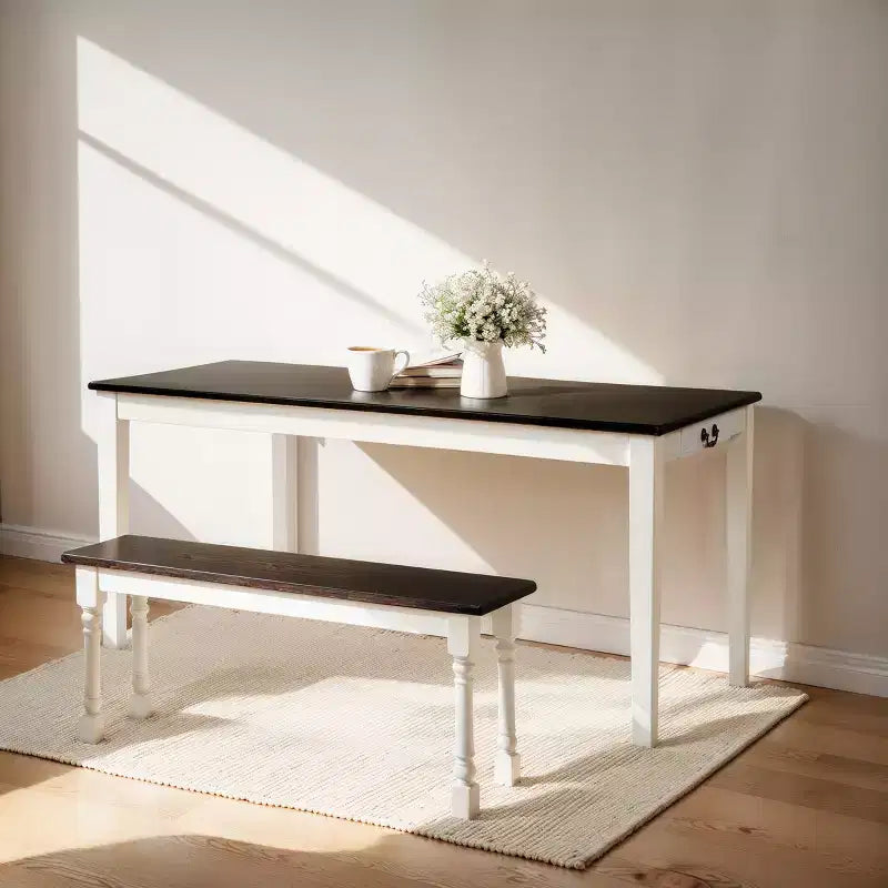 Tavolo da pranzo grigio in legno di Rubberwood, a 4 gambe, per 6 persone