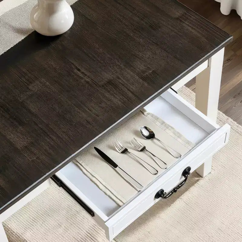Tavolo da pranzo grigio in legno di Rubberwood, a 4 gambe, per 6 persone