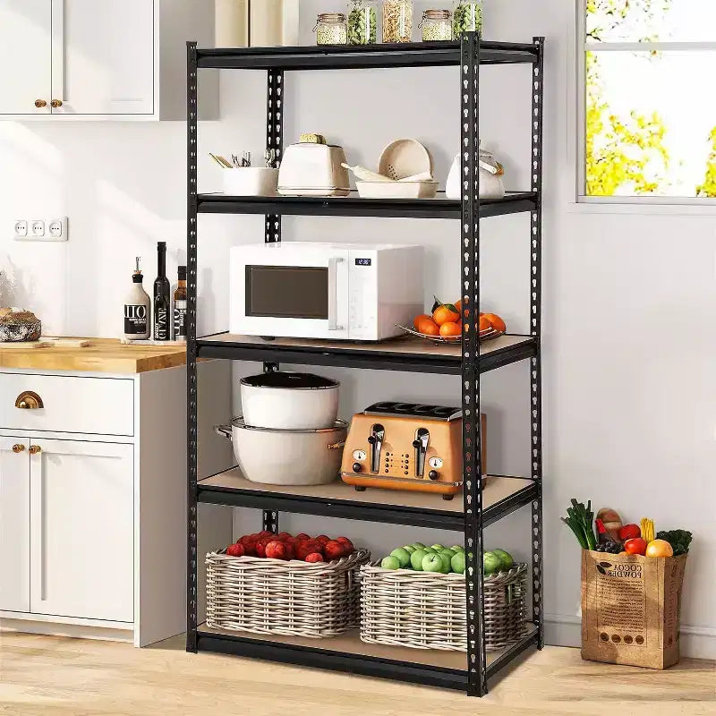 5-Shelf Garage Storage Racks, Metal Industrial Shelving/Clutter Racks, Closet Storage Racks, Garage, Kitchen Basement, Laundry Room