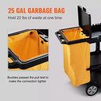 Carrello per pulizie in nero a 3 ripiani, uso singolo