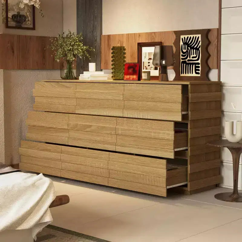 Famapy Modern Horizotal Dresser Nine - Drawer Wood Chest of Closet for Bedroom - Stylish and Spacious Storage