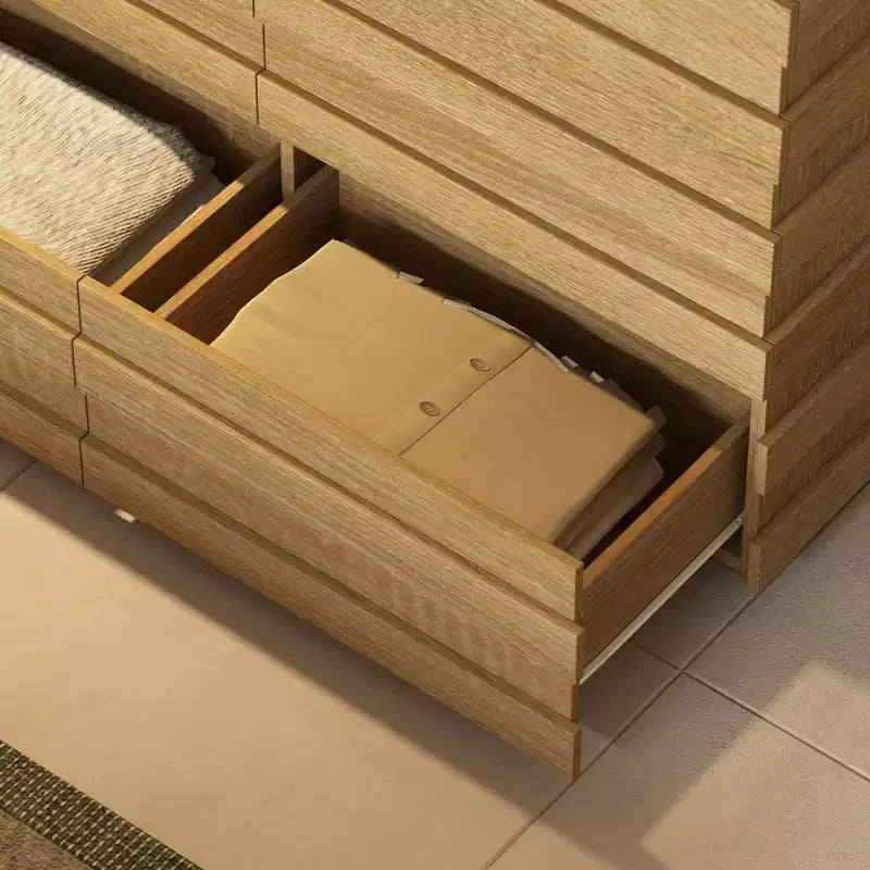 Cassettiera Orizzontale Bianca a 9 Cassetti – Cassettone in Legno per 1 Persona