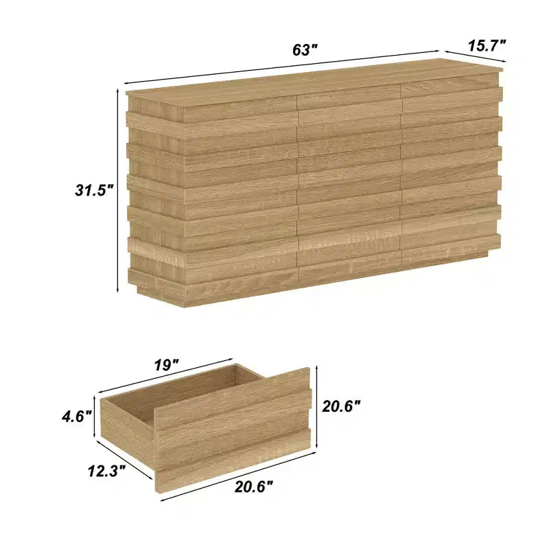Cassettiera Orizzontale Bianca a 9 Cassetti – Cassettone in Legno per 1 Persona