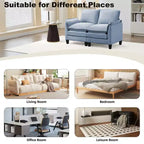 Divanetto in Lino Beige/Grigio/Blu scuro/Giallo, Divano a 2 Posti, 126 cm L
