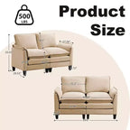 Divanetto in Lino Beige/Grigio/Blu scuro/Giallo, Divano a 2 Posti, 126 cm L