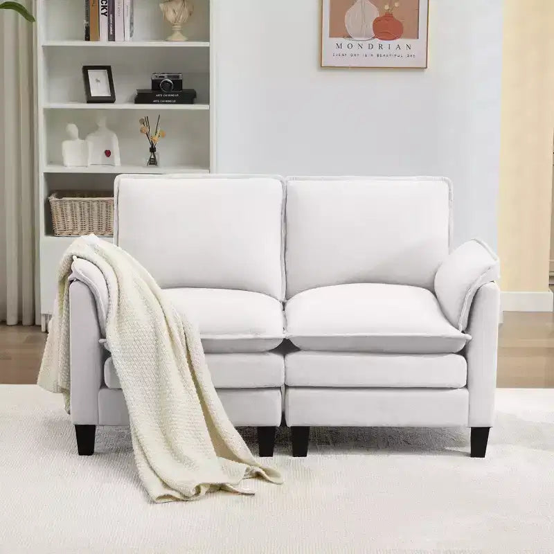 HYLEORY 49.6'' Width Modern Linen Flannel Fabric Loveseat for living room Bedroom Apartment
