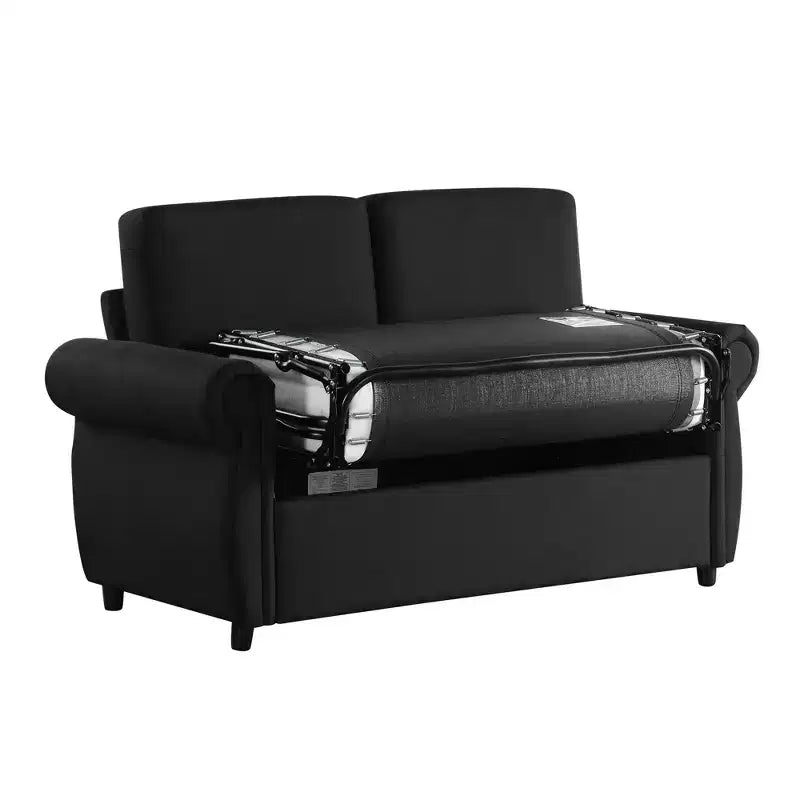 Divano letto estraibile a 2 posti, nero/marrone/grigio