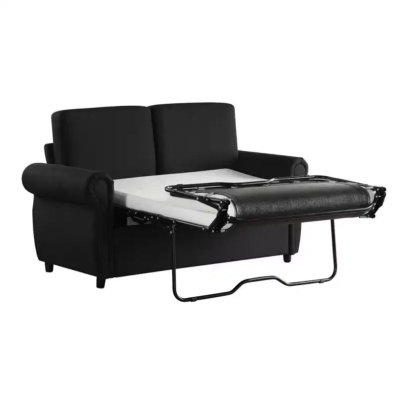 Divano letto estraibile a 2 posti, nero/marrone/grigio