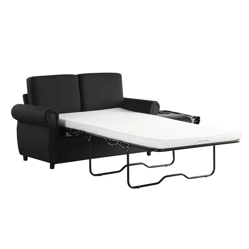 Divano letto estraibile a 2 posti, nero/marrone/grigio