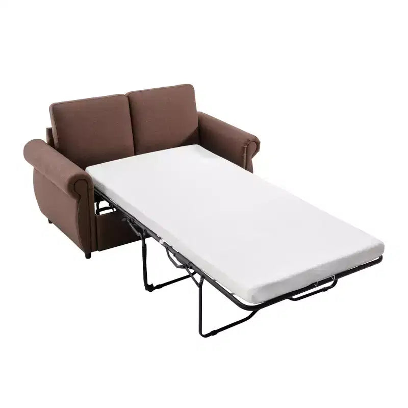 Divano letto estraibile a 2 posti, nero/marrone/grigio