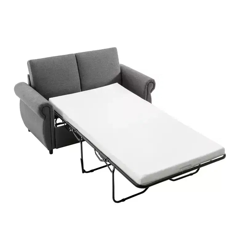 Divano letto estraibile a 2 posti, nero/marrone/grigio