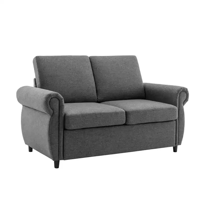 Divano letto estraibile a 2 posti, nero/marrone/grigio