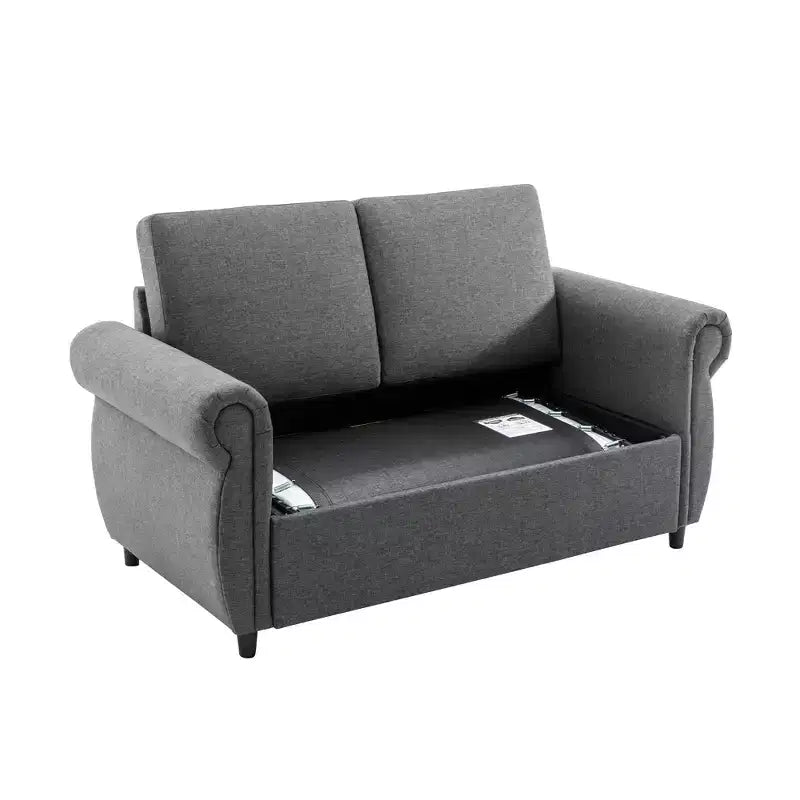 Divano letto estraibile a 2 posti, nero/marrone/grigio