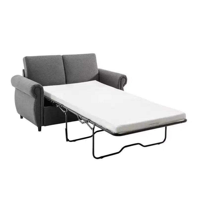 Divano letto estraibile a 2 posti, nero/marrone/grigio