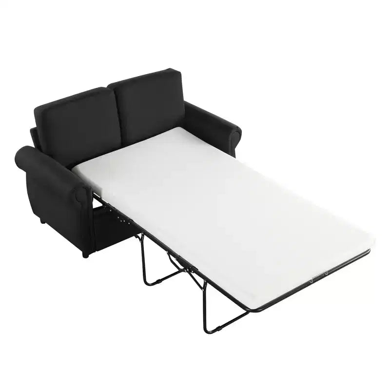 Divano letto estraibile a 2 posti, nero/marrone/grigio