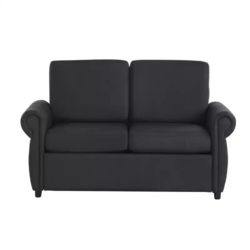 Divano letto estraibile a 2 posti, nero/marrone/grigio