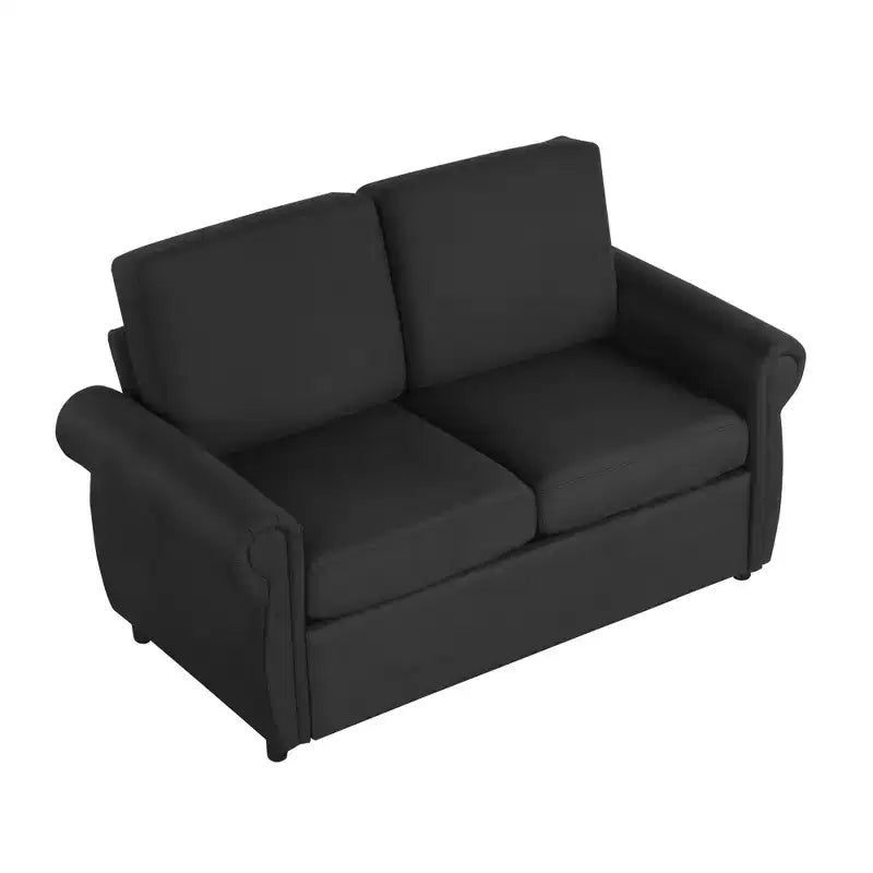 Divano letto estraibile a 2 posti, nero/marrone/grigio