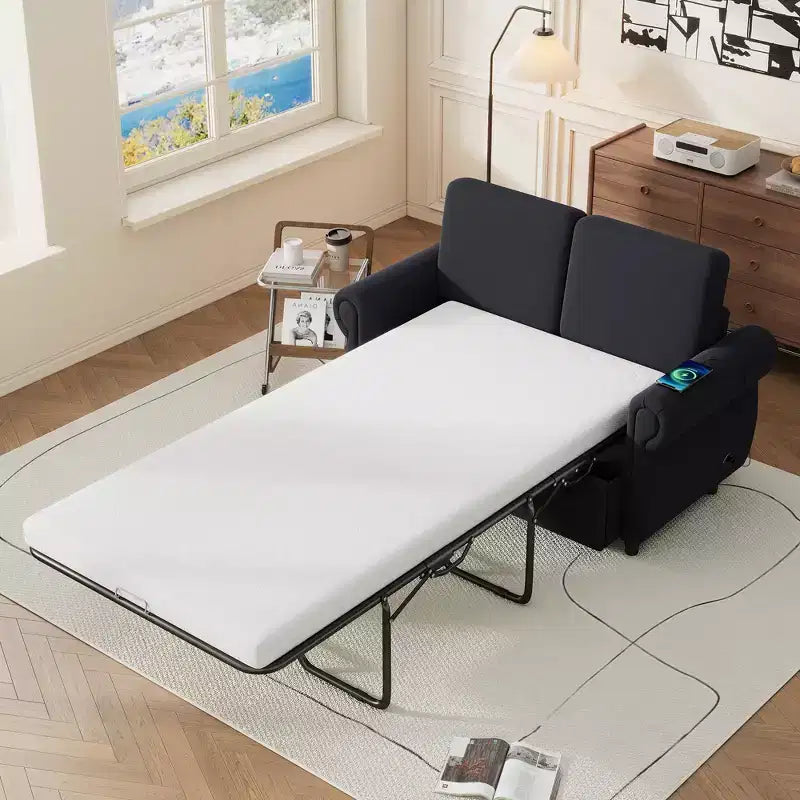 57.9 Orisfur Pull-Out Sleeper Sofa with Twin Memory Foam Mattress & USB Ports - Convertible Loveseat for Small Spaces