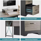 Scrivania a L con 4 cassetti e supporto monitor, Ciliegio/Grigio Lavato, Postazione singola