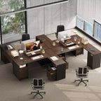 Scrivania a L con 4 cassetti e supporto monitor, Ciliegio/Grigio Lavato, Postazione singola