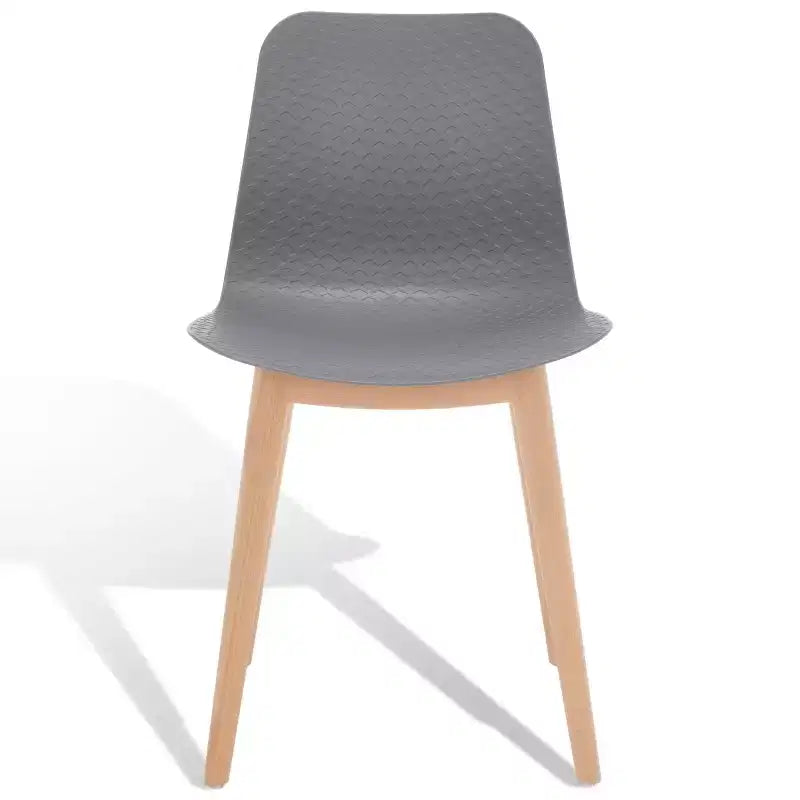 Sedia da pranzo in plastica stampata, nero/naturale o grigio/naturale, set da 2