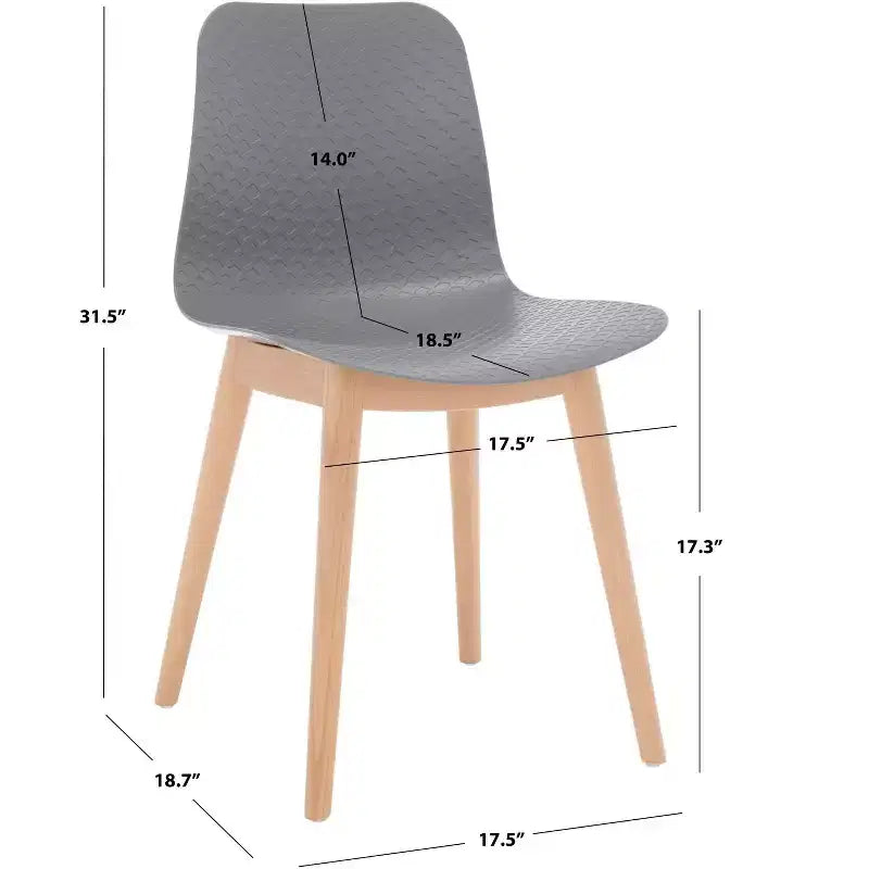 Sedia da pranzo in plastica stampata, nero/naturale o grigio/naturale, set da 2