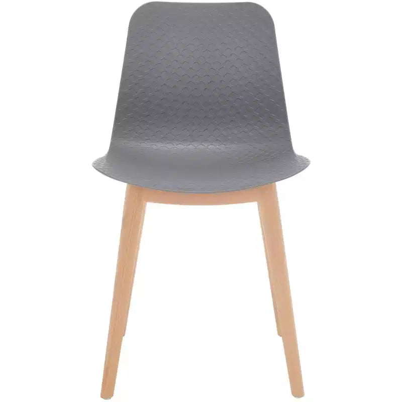 Sedia da pranzo in plastica stampata, nero/naturale o grigio/naturale, set da 2