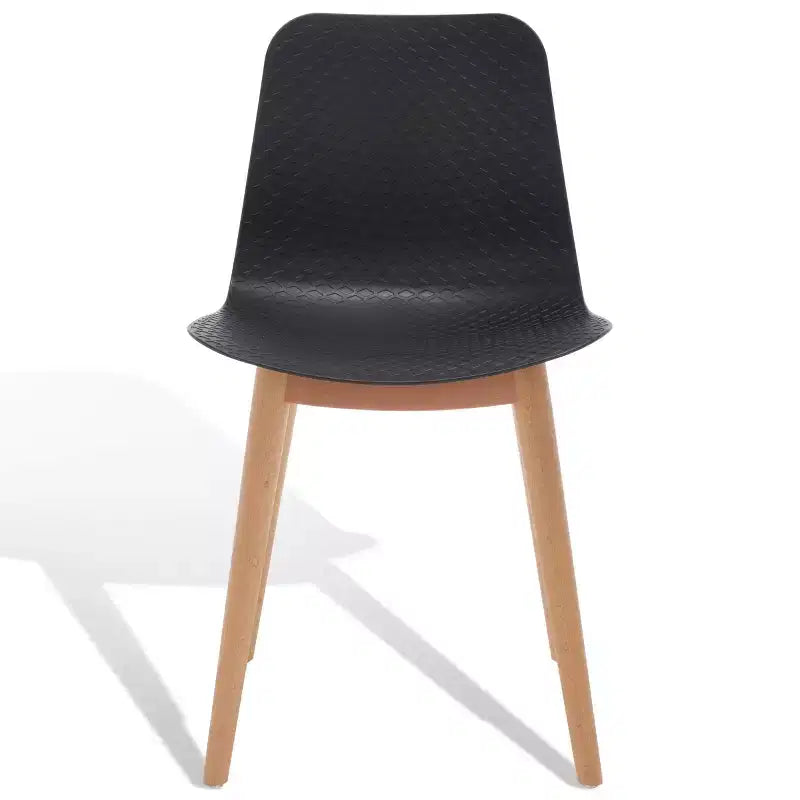 Sedia da pranzo in plastica stampata, nero/naturale o grigio/naturale, set da 2