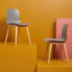 Sedia da pranzo in plastica stampata, nero/naturale o grigio/naturale, set da 2