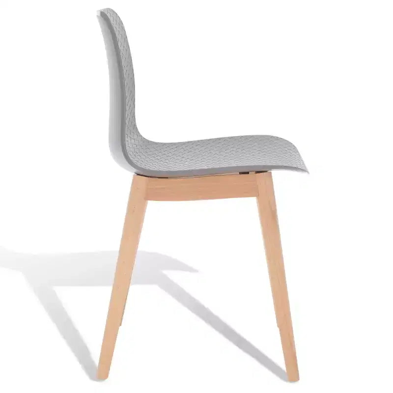 Sedia da pranzo in plastica stampata, nero/naturale o grigio/naturale, set da 2