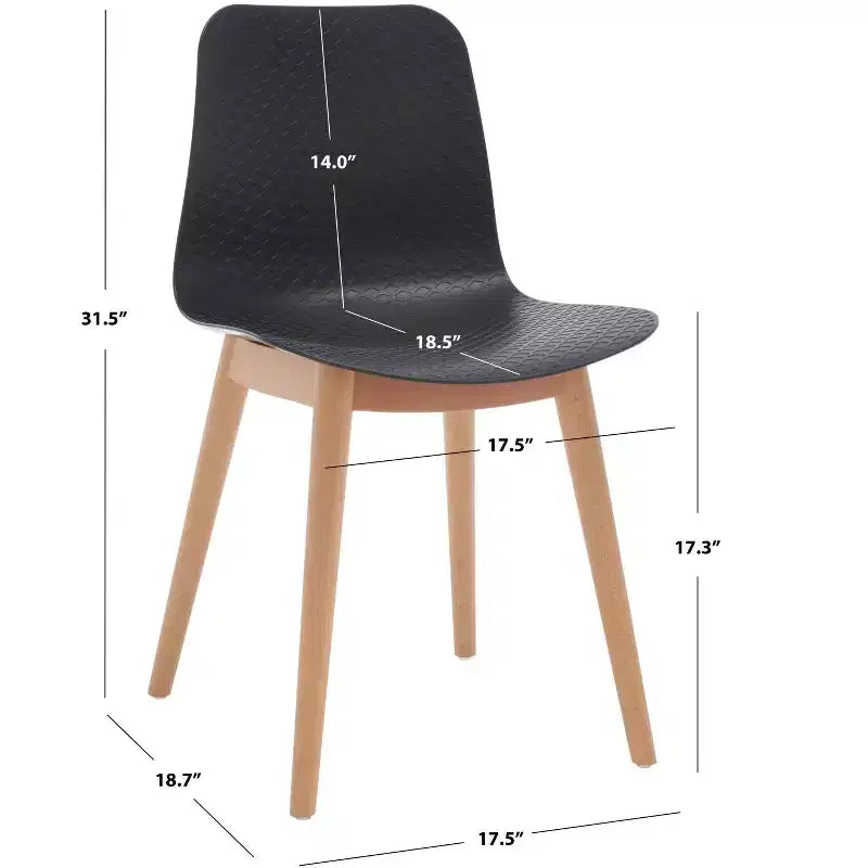 Sedia da pranzo in plastica stampata, nero/naturale o grigio/naturale, set da 2