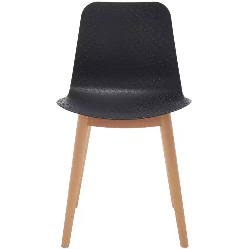 Sedia da pranzo in plastica stampata, nero/naturale o grigio/naturale, set da 2
