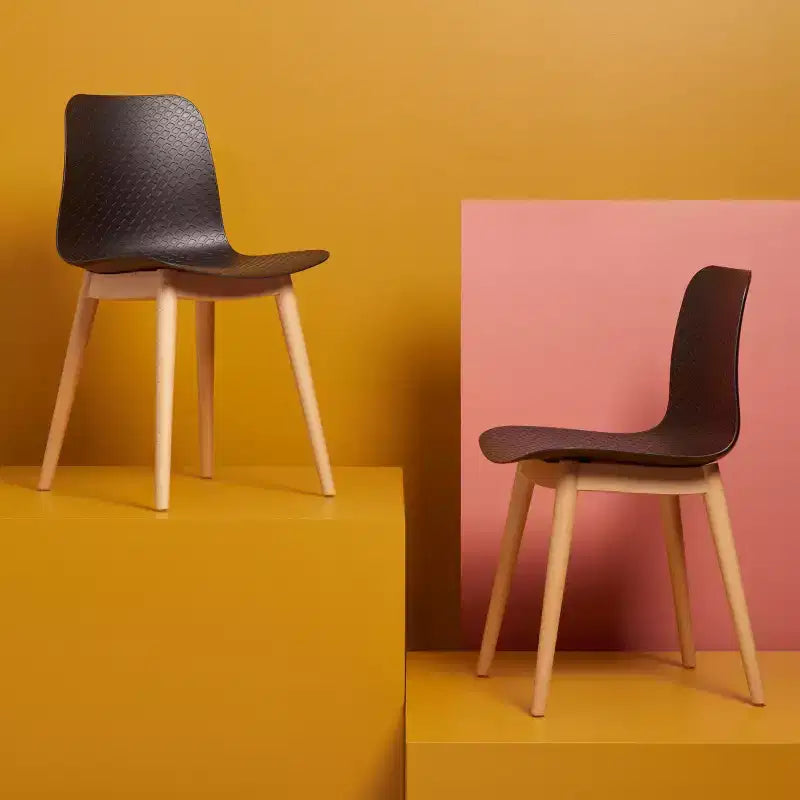 Sedia da pranzo in plastica stampata, nero/naturale o grigio/naturale, set da 2