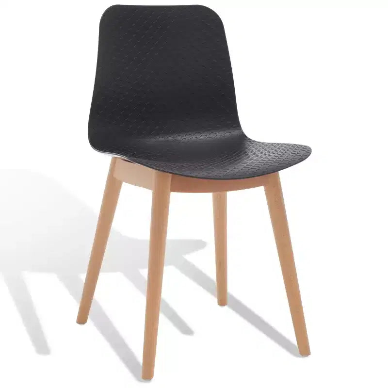 Sedia da pranzo in plastica stampata, nero/naturale o grigio/naturale, set da 2