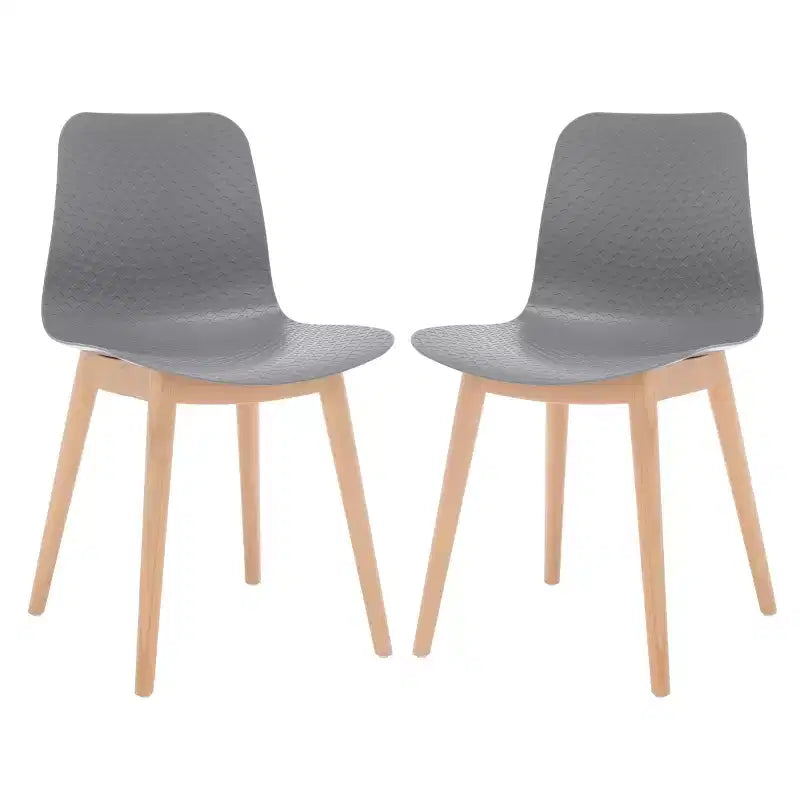 Sedia da pranzo in plastica stampata, nero/naturale o grigio/naturale, set da 2
