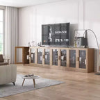 Vetrina espositiva a 8 ante in legno, mobile contenitore singolo
