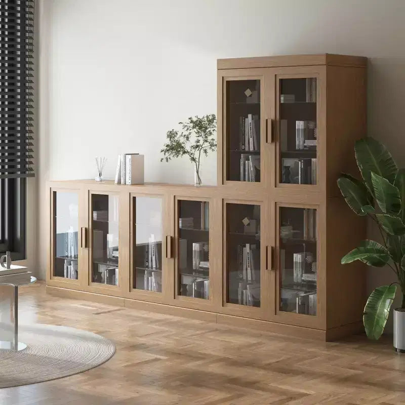 Vetrina espositiva a 8 ante in legno, mobile contenitore singolo