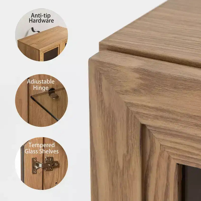 Vetrina espositiva a 8 ante in legno, mobile contenitore singolo