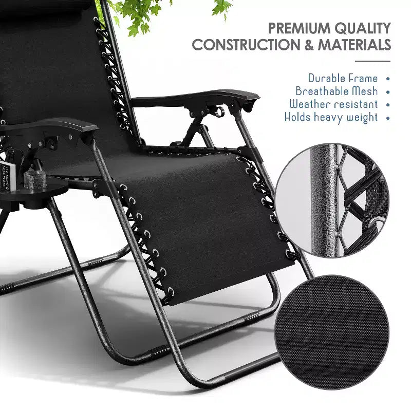 Sdraio reclinabile Zero Gravity, Beige/Nero/Blu/Marrone/Verde/Grigio, Set da 2