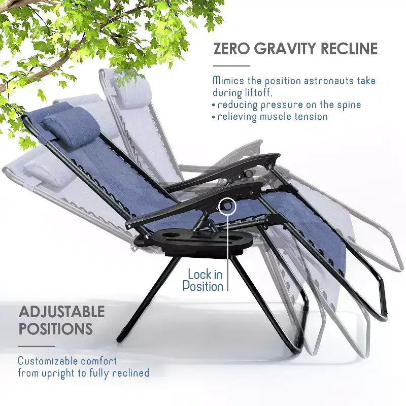 Sdraio reclinabile Zero Gravity, Beige/Nero/Blu/Marrone/Verde/Grigio, Set da 2