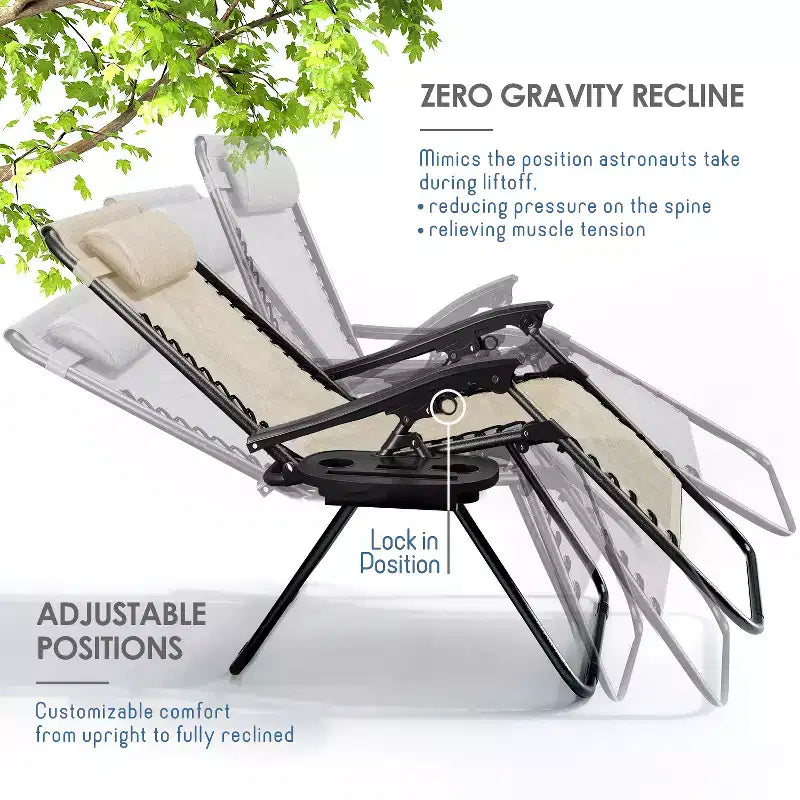 Sdraio reclinabile Zero Gravity, Beige/Nero/Blu/Marrone/Verde/Grigio, Set da 2